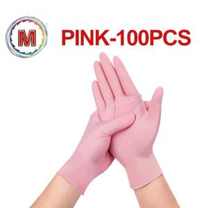TEMU 고품질 핑크색 100개입 일회용 니트릴장갑, 설거지·청소·문신·야외활동·염색·페인팅·애완동물목욕에 적합. 양손 사용가능한 축제선물로 최고의 선택
