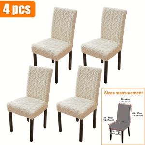 TEMU 4/6개 모던 자카드 벨벳 의자 커버, 탄성 밴드 슬립커버, 두꺼운 플러시 식탁 의자 보호대, 사계절용 고신축성 좌석 쿠션, 거실, 침실, 사무실 장식용 - 세탁기 사용 가능, 폴리에스터 95%, 스판덱스 5%|의자|쿠션커버