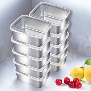 TEMU 20개 스테인리스 정사각형 식품보관용기 (뚜껑 10개 + 상자 10개), 쌓기 가능, 밀폐제조로 채소·과일·샐러드·고기에 적합. 주방 수납장/냉장고/냉동고 안전한 야외 피크닉 사이즈별 분할|냉동고|트라이탄밀폐용기