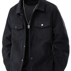 TEMU 남성용 올리브 그린 코듀로이 재킷 - 캐주얼 라펠 칼라, 레귤러 핏 포켓, 싱글 브레스트 버튼 클로저, 안감, 야외 활동에 적합, 캐주얼 아우터 | 클래식 스타일 재킷 | 내구성 좋은 원단 재킷