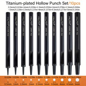 TEMU WUTA 티타늄 도금 탄소강 중공 펀치 세트 - 가죽, 시계 밴드, 원단, 플라스틱, 종이 - 날카롭고 내구성이 있고 녹이 슬지 않는 도구로 힘들이지 않고 펀칭