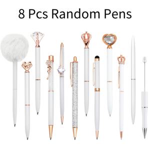 TEMU 8/5개의 볼펜이 포함된 세트, 금속과 디자인을 특징으로 하며, 일기장과 빛나는 글쓰기에 완벽합니다. 우아한 검은 잉크로, 사무실이나 집에서 여성에게 스타일리시한 선물로 이상적입니다.|다이어리|일기장