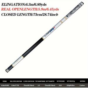 TEMU 초경량 낚시대 300cm-720cm 탄소 텔레스코픽 하드 조절 가능한 긴 막대 휴대용 담수 연못 잉어