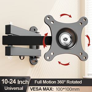 TEMU 14-27인치 LED, LCD 플랫 스크린 TV 모니터용 풀 모션 모니터 벽걸이 TV 브래킷, 스윌링 아티큐레이팅 암이 있는 TV 마운트