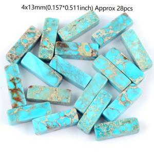 TEMU 28개 천연석 비즈, 4x13mm 직육면체 기둥, 바다 퇴적물 롱 비즈, 쥬얼리 만들기, DIY 팔찌 목걸이