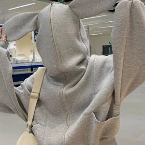 TEMU 여성용 토끼 귀 코지 후드티 - 캐주얼 긴팔 풀오버, 사계절 내내 편안함, 캐주얼 웨어 후드티, 캐주얼 웨어 후드티 | 발랄한 디자인 후드티 | 편안한 착용감 후드티