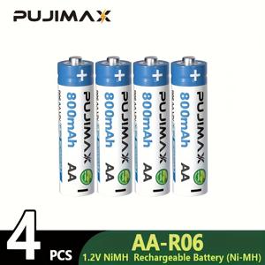 TEMU PUJIMAX 1.2V AA800mAh 니켈-금속 수소 충전식 배터리 4개/8개/12개/16개 대형 팩, 리모컨, 알람 시계, 초인종, 가스레인지, 온수기, 자동차 키, 게임 컨트롤러, 손전등에 적합, 고성능, 내구성 및 오래 지속되는 니켈-금속 수소 배터리 충전기를 사용해 주세요