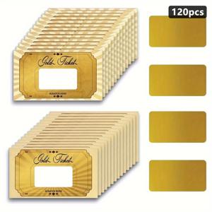 TEMU 120장의 황금 스크래치 오프 티켓 카드, 빈 선물 증서, 및 쿠폰 카드, 소규모 기업, 휴일 행사, 신혼 부엌, 및 파티 용품에 적합합니다.