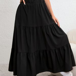 TEMU 대형 사이즈 여성용 단색 스플라이스 케이크 스커트