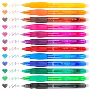 TEMU 지울 수 있는 젤 펜, 0.5mm 미세한 팁, 12개 팩, 다양한 색상의 지울 수 있는 볼펜, 학교 사무용 젤 잉크 펜, 부드러운 필기 작업용 지우개 포함, 사무용 선물, 크리스마스 선물, 새해 선물