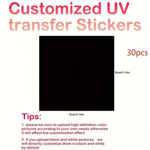 TEMU 30/50 팩, 맞춤형 3D UV 전사 스티커, 3.15인치, 블랙 글리터, 개인화된 사진 및 텍스트, 자체 접착 PVC, 무광택 마감, 유리, 물병, 커피 머그잔, 사랑 테마, 그래픽 패턴, 일회용