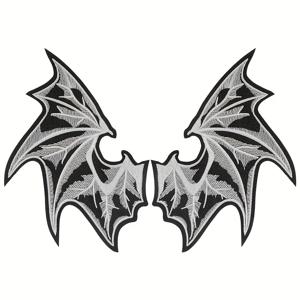 TEMU 1쌍 야광 박쥐 날개 자수 패치 - 복숭아 & 흑백 디자인, 청바지·자켓·모자·가방용 컬러 아이언온 앱리케, DIY 원단 장식품, 고품질 자수