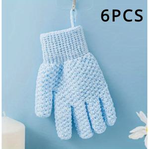 TEMU 6개, 마찰 장갑, 다섯 손가락 이중면 가정용 얼룩덜룩 목욕 장갑, 남성과 여성을 위한 강력한 진흙 마찰 도구, 죽은 피부와 건조함 제거