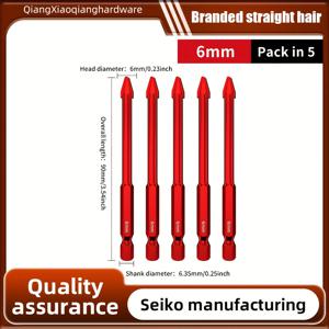 TEMU OUDISI 6mm 기울어진 머리 이심형 드릴 비트와 직선 핸들 - 건조 충격 저항성, 물 추가 없음, 세라믹 타일, 대리석, 유리 콘크리트, 돌용 날카로운 펀치 - 초경합금 구조, 경질 재료 드릴링 | 기울어진 머리 디자인 | 내구성 있는 드릴 비트