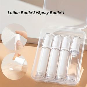 TEMU 4개입/1세트 투명 리필용 병, 빈 여행용 플라스틱 병, 에센스, 오일, 향수, 청소 용액을 위한 소형 리필 액체 홀더, 흰색 스프레이 캡 포함, 여행용 병 세트 필수품|오일스프레이