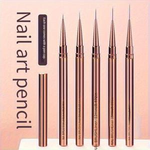 TEMU 프로페셔널 네일 아트 브러쉬 세트 5개 - 팁 펜 포함, 다양한 사이즈의 정밀 브러쉬 헤드, DIY 매니큐어/페디큐어, 커빙 & 디테일링용 - 네일 살롱 및 가정용 네일 케어에 이상적 (브리슬)