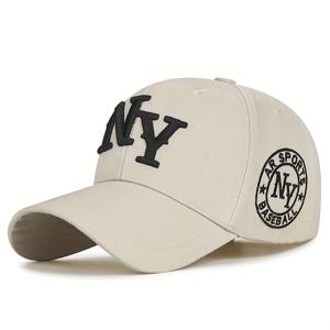 TEMU 여성용 자수 NYC 로고 야구 모자 - 조절 가능한 스냅백, 태양 보호, 힙합 스타일, 흰색 문자가 있는 검정색, 야외 캐주얼 웨어, 야외 헤어웨어 | 트렌디한 모자 | 스타일리시한 헤어웨어|스냅백