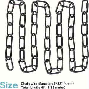 TEMU 4/6 피트 블랙 메탈 조명 체인, 연결 링크 잠금 - 야외 장식, 캠핑 및 농업용으로 사용되는 중량 체인 - 스윌링 후크가 있는 내구성 있는 스테인레스 스틸 문 체인 - 램프, 옷걸이 및 더 많은 것을 걸 수 있는 이상적인 체인, 야외 장식|장식 조명|내구성 있는 금속 체인, 야외 장식