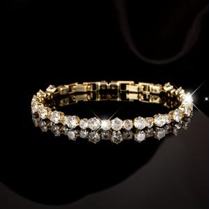 TEMU 1pc 우아한 18K 금장 Tennis 브레이슬릿, 조절 가능한 분리 가능한 체인 및 반짝이는 5A 합성 자이콘 - 일상 착용, 파티, 휴일 및 특별한 기념일에 적합 - 여성, 남성, 데이, 어머니의 날 및 더 많은 사람들을 위한 완벽한 선물, 매력적인 브레이슬릿 | 우아한 보석 | 하이퍼알러지 브레이슬릿