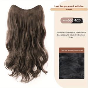 TEMU 여성용 우아한 곱슬 머리 조각 - 단백질 필라멘트 합성, 볼륨 증진 클립 인 확장, 쉽게 부착, 긴 머리 자연적인 외모, 밀도, 버클 넷 캡, 패션 헤어 액세서리 | 우아한 외모 | 쉽게 부착 헤어피스