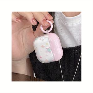 TEMU 귀여운 파스텔 핑크 스타 케이스 - Apple AirPods Pro 2/Pro/4/3/2 호환, 스크래치 방지 보호 커버, AirPods Pro 2/Pro/3/2 호환, 여성 & 청소년을 위한 이상적인 선물, 스타일리시 이어폰 홀더, 여행용 액세서리, 일러스트, 가벼운 커버, 매력적인 홀더, 패션 애호가용