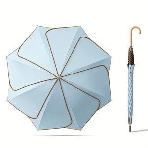 TEMU 긴 손잡이 우산 - 창의적인 꽃잎 우산 - 자외선 차단 우산 - 나무 손잡이 패셔너블 소형 신선한 꽃무늬 우산 - 여성용 스타일리시 여행용 우산, 컴팩트 & 내구성, 패셔너블 곡선 손잡이 우산