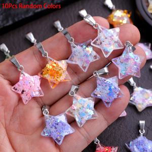 TEMU 10개 세트 별 모양 인조 펜던트, 루즈 장식 꽃 시퀸 과일 패턴 레진 오각별 참, DIY 목걸이·귀걸이·키체인 액세서리 제작용, 귀여운 휴일 선물 추천 (체인 미포함)