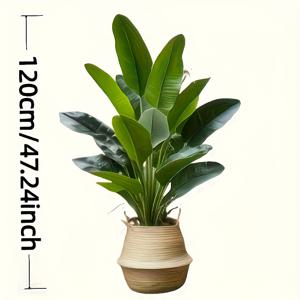 TEMU 120cm 대형 인공 바나나 나무 - 생생한 녹색 잎사귀가 있는 리얼리스틱 트로피컬 장식, 고품질 플라스틱 실내/외부 바닥 또는 매달린 식물, 결혼식, 크리스마스, 추수감사절, 졸업식, 집, 사무실, 정원, 파티오용 - 유지보수 불필요, 내구성 있는 건축, 휴일 장식