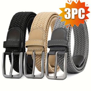 TEMU 남성용 3개 세트 탄성 벨트 세트 - 1 3/8