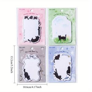 TEMU 4팩 (총 120장) - 파스텔 배경의 귀여운 검은 고양이 스티커 메모지, 저널링 & 플래너용 선물 - 테이프 디스펜서 및 바인더 호환 가능 - 고양이 애호가 문구류, 플레이너 액세서리, 화려한 디자인
