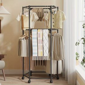 TEMU 더블 레이어 조절 가능한 공간 절약형 옷걸이 - 현대적 스타일 코트 & 모자 걸이, 침실, 욕실, 복도용 내구성 있는 수납 솔루션, 건조대