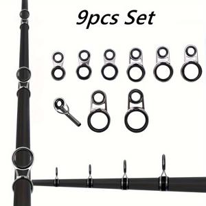 TEMU 9개 낚시대 축제 아이렛, 긴 캐스트 탄소강 세라믹 가이드 링, 긴 캐스트 바다 낚시용, 보트 여행 해양 낚시 액세서리, 태클 용품, 다양한 사이즈 포함