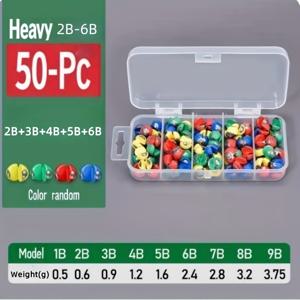 TEMU 50개 컬러풀 탈착식 스위블 낚시용 무게 - 2B-6B 중간 & 5B-9B 헤비듀티, 랜덤 색상 혼합, 민물/해수/배용, 보트 및 래프트 낚시용, 어부를 위한 이상적인 선물, 튼튼한 낚시 장비