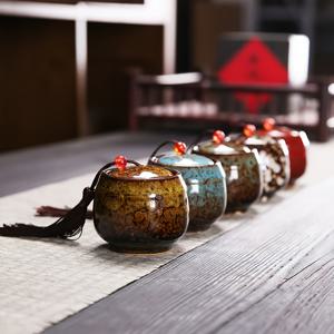 TEMU [중소형 우아한 가마 변형 수제 아트 세라믹 밀폐 용기/보석 보관 세트 5개, 홈 데코 또는 선물용/포켓 사이즈 미니멀 티 커피 원두 커피 가루 용기], 선물 아이디어,차 보관,미적 병,스타일리시한 수납,재사용 가능한 용기,세라믹 공예,중간 크기의 병,밀봉된 용기,차 애호가들,주얼리 수집가|트라이탄밀폐용기