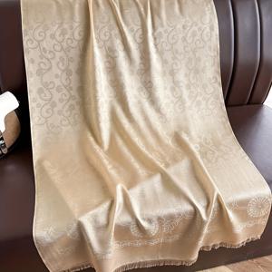 TEMU 1개 여성용 페이즐리 스카프 숄 - 베이지 & 대형 프린지 없는 우아한 롱 스카프, 부드러운 폴리에스터 같은 자카드 텍스처, 캐주얼, 웨딩, 파티용 방풍 겨울 랩 - 다용도 베이지 브라운 톤 (핸드메이드)