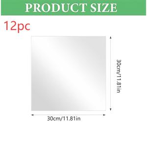 TEMU 12개 아크릴 벽걸이 거울, 가정용 무타공 풀레인지 화장거울, 장식 트레이, 캔들 트레이, 욕실·거실·침실·기숙사용, 30*30cm 사이즈, 기숙사 필수품, 스타일리시 트레이, 사각형 거울, 경량 소재, 내구성 강한 접착식 거울, 벽걸이 거울, 대학생 및 홈 데코레이터|전신거울
