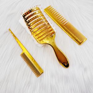 TEMU 여성용 골든 헤어 빗 세트 - 긴 두꺼운 머리용 볼륨 마사지 쿠션 스타일링 디탱글러, 나일론 브리슬과 인체공학적 핸들, 부드러운 디탱글링 및 두피 마사지, 일반 헤어용 홈 사용 스타일링 도구, 슬릭 디자인, 내구성 있는 구조, 여성용 헤어 브러시, 남성용 헤어 브러시, 남성용 헤어브러시, 여성용 빗, 브러시