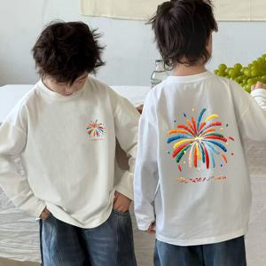 TEMU 2025 신상 다용도 긴팔 베이스레이어 티셔츠, 봄가을 캐주얼웨어, 라운드넥 통기성 원단 비침 방지 레이어링 티, 프린팅 티셔츠, 아동복 청소년 의류