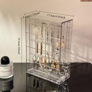 TEMU 1개, 수이 투명 3단 수직 귀걸이 디스플레이 스탠드 – 108쌍 수납 가능, 후크가 있는 주얼리 정리함, 장식용 보관 케이스, 주얼리 박스