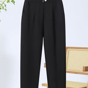 TEMU 여성용 주름 방지 솔리드 컬러 정장 바지 - 레그 크롭 앵클 길이, 포켓 포함, 베이지/블랙/네이비 블루, 봄/가을 캐주얼에서 세미포멀 의상까지, 일상 및 직업복으로 다재다능