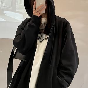 TEMU 버건디 풀 지퍼 후드 자켓 스웨트셔츠 - 겨울 따뜻함 캐주얼 아우터웨어, 풀 지퍼 프론트, H-라인 실루엣 & 풀 길이 지퍼 (드라이클리닝 금지) - 핸드워시 가능한 버건디 코트, 가을/겨울 레이어링용