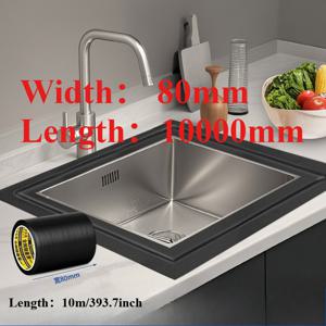 TEMU 1롤 10m 폭 80mm/30mm 주방 방수 테이프, 벽 보수, 창문 차광, 크리스마스 할로윈 싱크대 변기 밀봉 테이프용 방수 및 방풍, 블랙 실버 옵션, 주방, 욕실 욕조, 변기, 싱크대에 적합|욕조