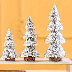 TEMU 3개 세트 크리스마스 트리 데스크탑 장식, 소나무 바늘과 플록 시더 트리로 만든 축제 장식 - 이상적인 선물 및 파티 용품