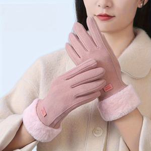 TEMU 여성용 플러시 내장 강력 겨울 장갑 1켤레 - 보온 전기 절연 풀 핑거 찬 바람 장갑, 미끄럼 방지 그립, 인체공학적 디자인 & 손목 스트랩 - 핑크/베이지/블랙/화이트/회색/블루/레드, 따뜻한 터치스크린 호환, 스노우 스포츠용, 핸드워머, 겨울여성장갑, 니트장갑, 겨울장갑 여성, 가죽장갑, 겨울장갑, 핑거리스 장갑, 장갑 겨울