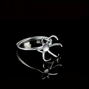 TEMU 실버 6프롱 스톤 세팅 15mm용, 솔리테어 주얼리 DIY, 핸드메이드 약혼/결혼반지용 빈 링 마운트, DIY 주얼리,솔리테어 세팅,내구성 있는 금속,정밀 프롱,주얼리 베이스,DIY 크래프터스,주얼리 제작자