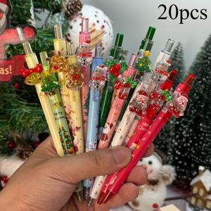 TEMU 10개입/20개입 크리스마스 시리즈 볼펜, 창의적으로 디자인된 검정 잉크 펜, 부드러운 필기감, 0.5mm 리필 가능, 학습용 펜, 사무용 펜, 휴일 선물, 파티 답례품, 학용품, 필기구, 볼펜으로 적합