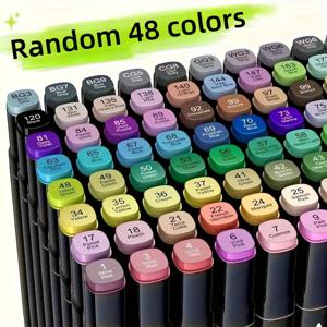TEMU 48색 듀얼 헤드 마커 세트 - 생생한 색상으로 영구 페인팅, 미술 창작 및 채색에 적합 - 및 매니아에게 이상적, 크리스마스, 할로윈, 공예, 스크랩북 선물로 완벽