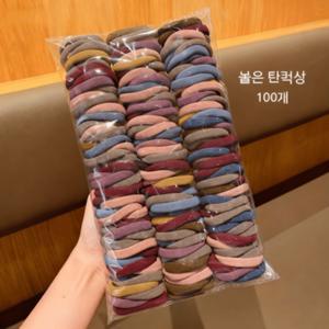 TEMU 100개입 레트로 헤어 타이 - 고탄력 무봉제 헤어밴드, 내구성 있는 탄성 포니테일 홀더, 혼합 컬러 솔리드 헤어 타이 세트