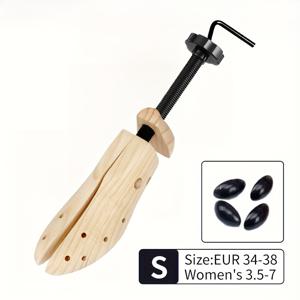 TEMU 하이힐, 부츠 및 플랫용 조절 가능한 목재 신발 트리/형성 프레임 1개 - 소나무 & 금속 연장기와 검은 고무 캡 포함, 변형 방지, 신발 모양 유지 - S(유럽 34-38/미국 5-8) | 기능적인 신발 디자인 | 소나무 제작