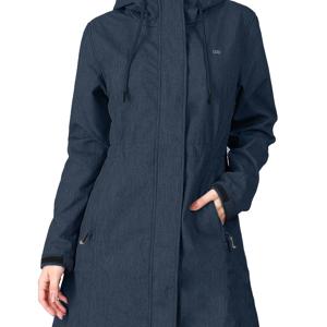 TEMU 33,000ft 여성용 소프트쉘 후드 롱 재킷 - 방풍 , 풀 지퍼 후드 코트, 가볍고 방풍 재킷 (하이킹, 러닝, 여행용) - 봄/가을/여름 아우터 (간편 관리), 하이킹 장비, 캐주얼 스타일, 튼튼한 구조